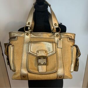 Coach Metallic Gold and Tan Tote